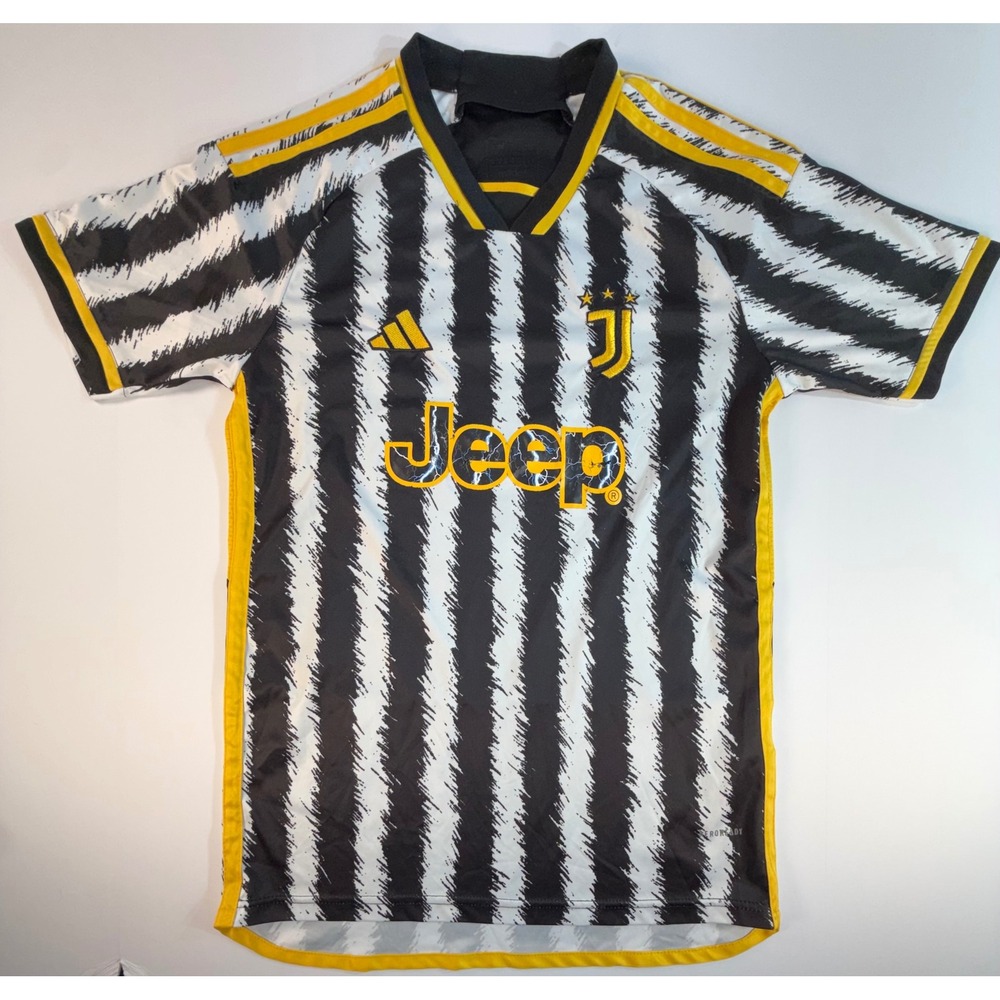 Adidas Juventus 2023-24 Home Jersey Mens Medium Black White Yellow HS5184